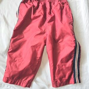 GAP Baby Boy Vintage 90's Red Swishy Wind Breaker Sweatpants with Striped Sides